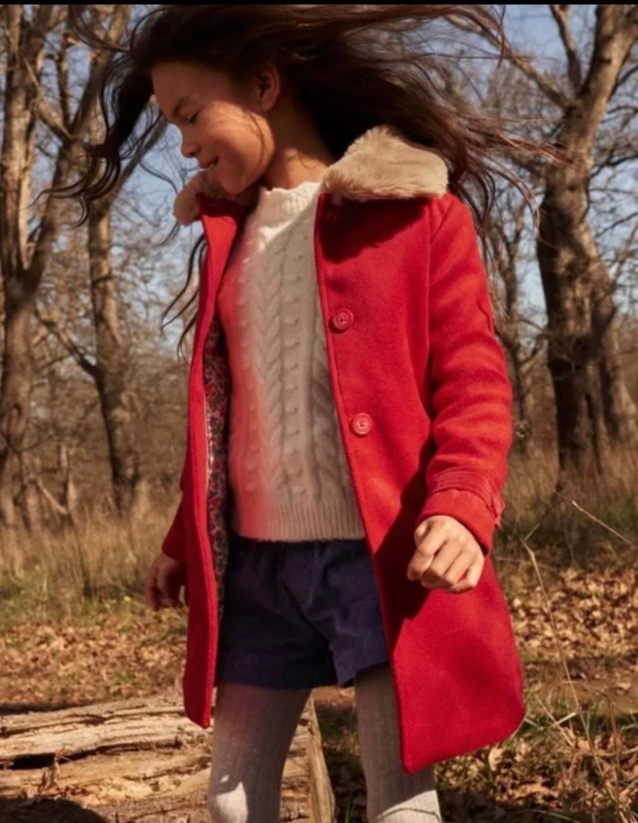 Nwtmini Boden Fur Collar Wool Coat Sz11-12y